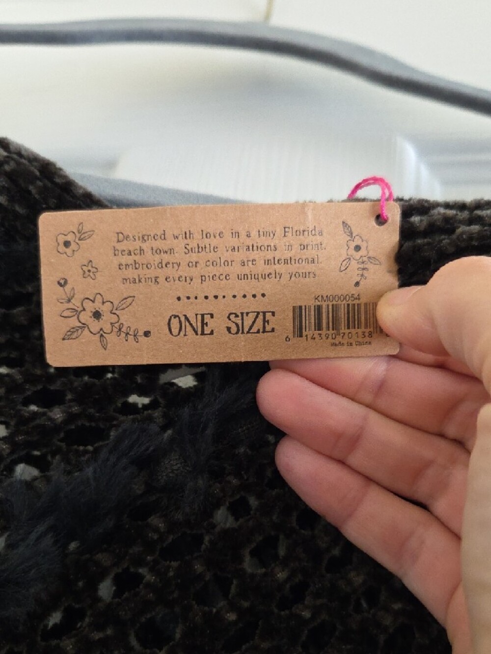 NATURAL LIFE Black Fringe Knit Poncho - Picture 2 of 4